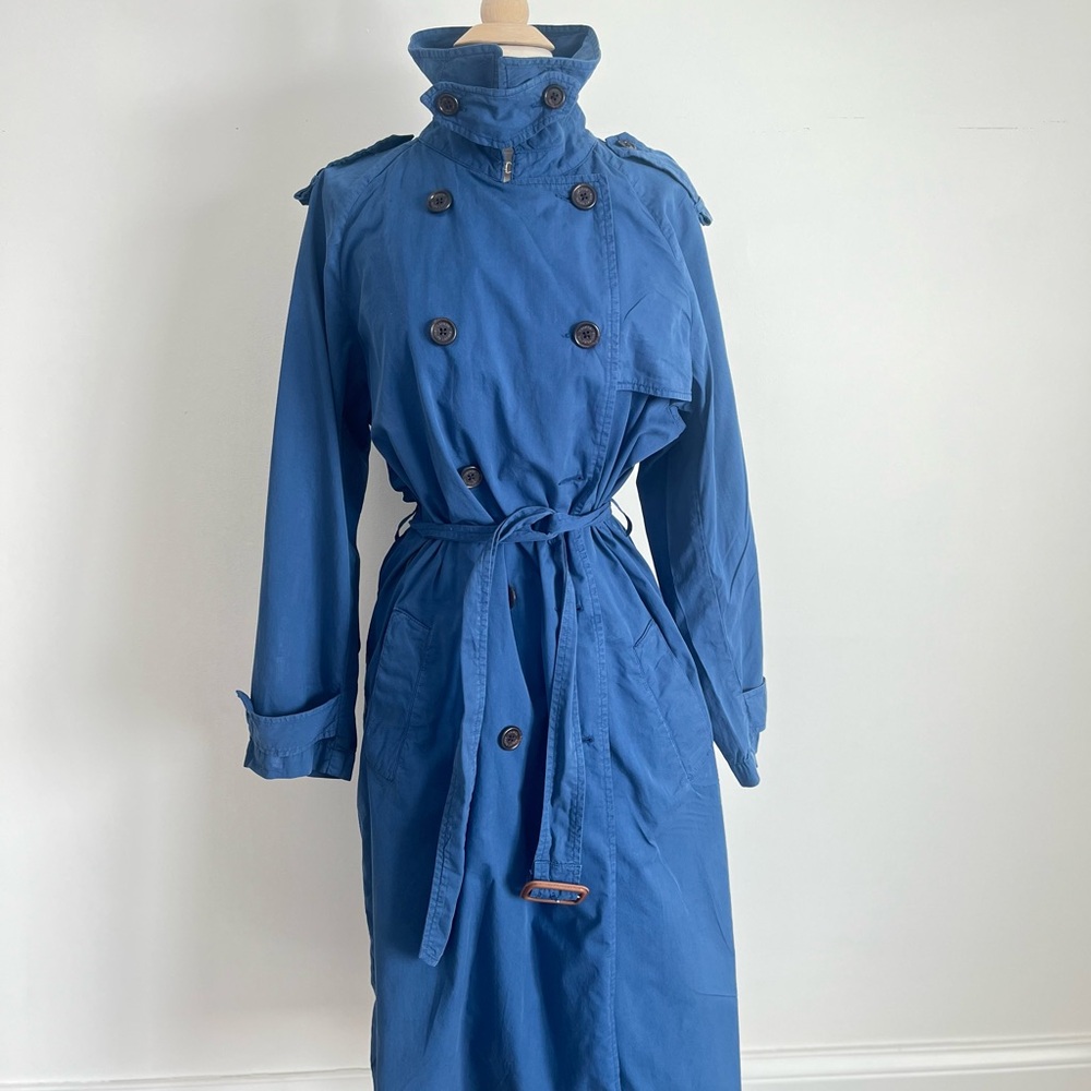 Ralph Lauren Double-Breasted Blue Trench Coat